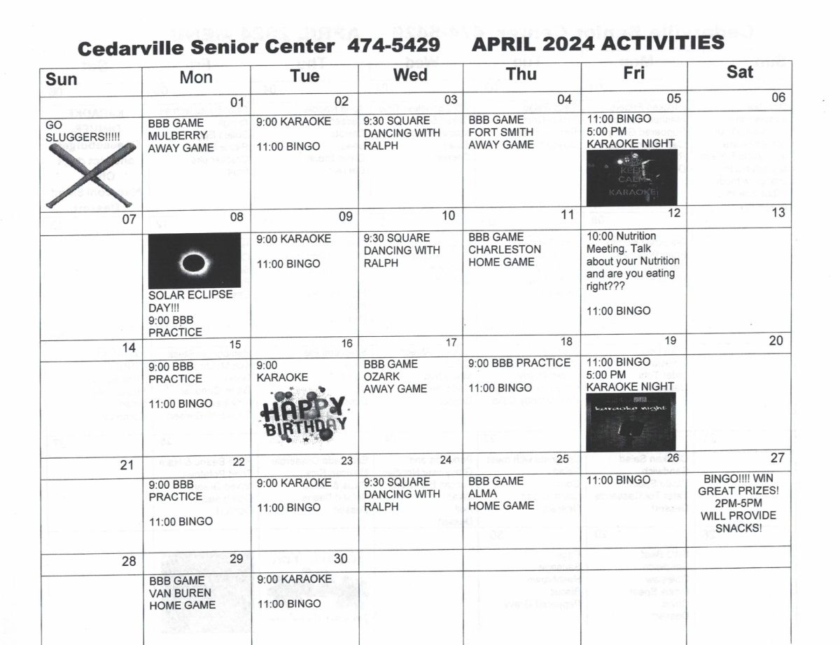 April 2024 Senior Center Activities